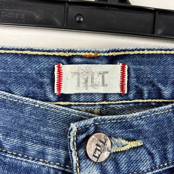 Tilt Women’s Junior 11 Newport Boy Cut Medium Wash Wide Leg Fray Hem Jeans - Picture 3 of 10